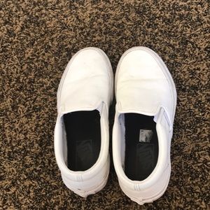 Vans white slip ons